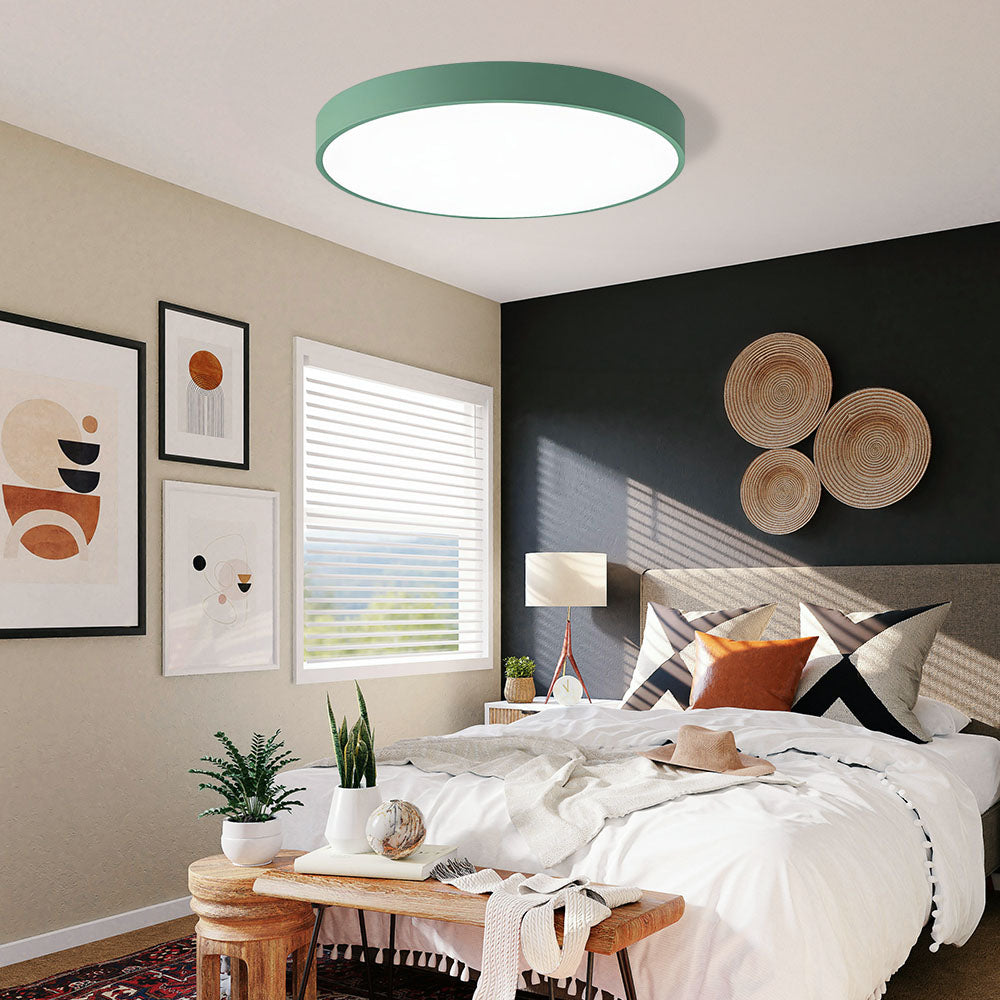 Round LED Flush Mount Ceiling Light Minimalist Disk with Frosted Diffuser
