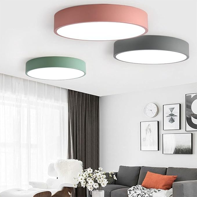 Round LED Flush Mount Ceiling Light Minimalist Disk with Frosted Diffuser