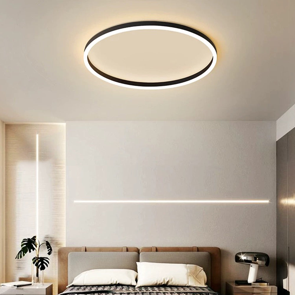 Round LED Flush Mount Ceiling Light Minimalist Ring Design Dimmable