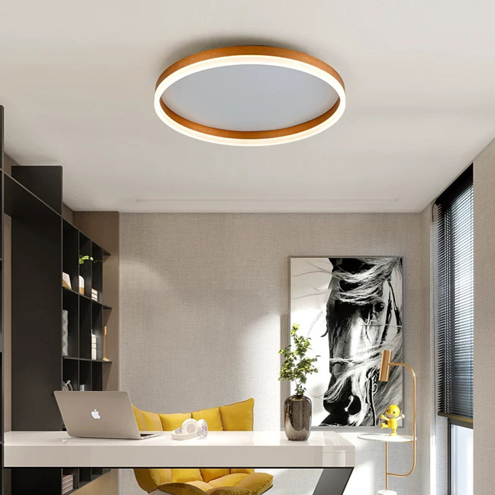 Round LED Flush Mount Ceiling Light Minimalist Ring Design Dimmable