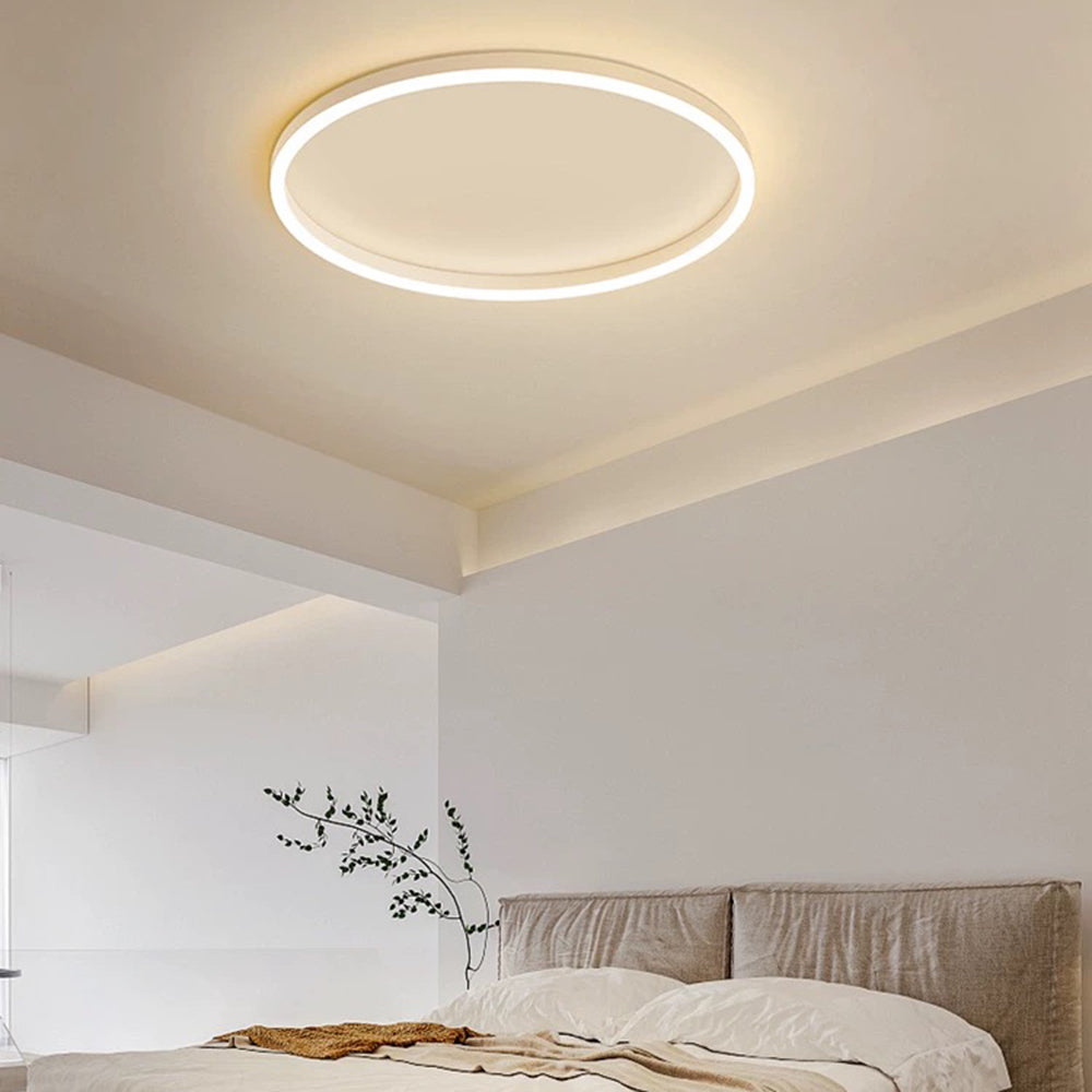 Round LED Flush Mount Ceiling Light Minimalist Ring Design Dimmable