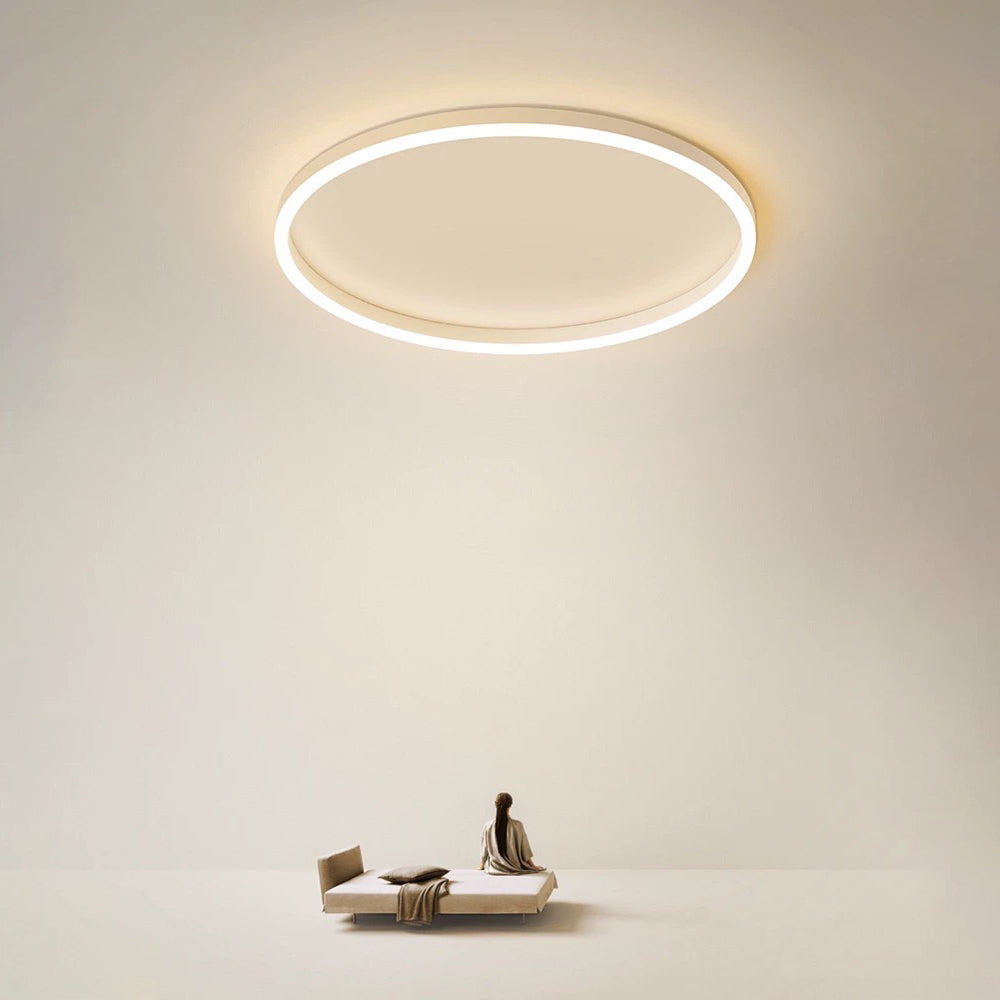 Round LED Flush Mount Ceiling Light Minimalist Ring Design Dimmable