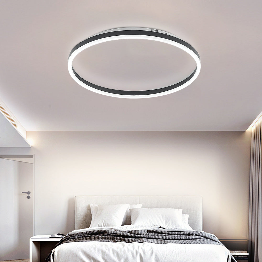 Round LED Flush Mount Ceiling Light Minimalist Ring Design Dimmable