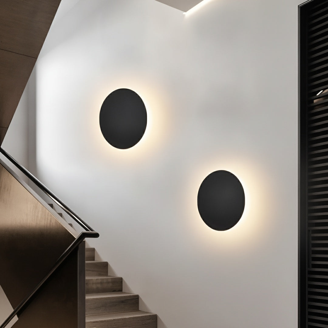 Round LED Wall Light Minimalist with Ambient Halo Glow