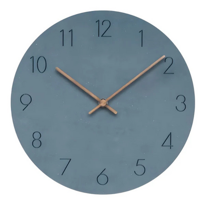 Round Minimalist Wall Clock with Silent Movement and Wood Hands