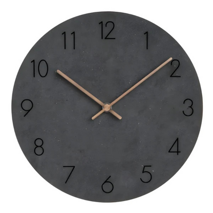 Round Minimalist Wall Clock with Silent Movement and Wood Hands