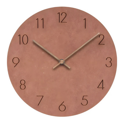 Round Minimalist Wall Clock with Silent Movement and Wood Hands