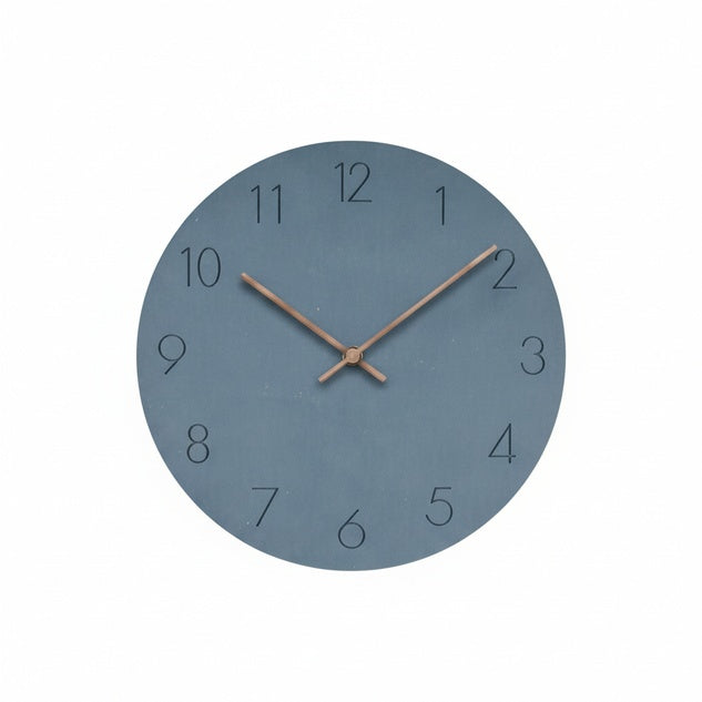 Round Minimalist Wall Clock with Silent Movement and Wooden Hands
