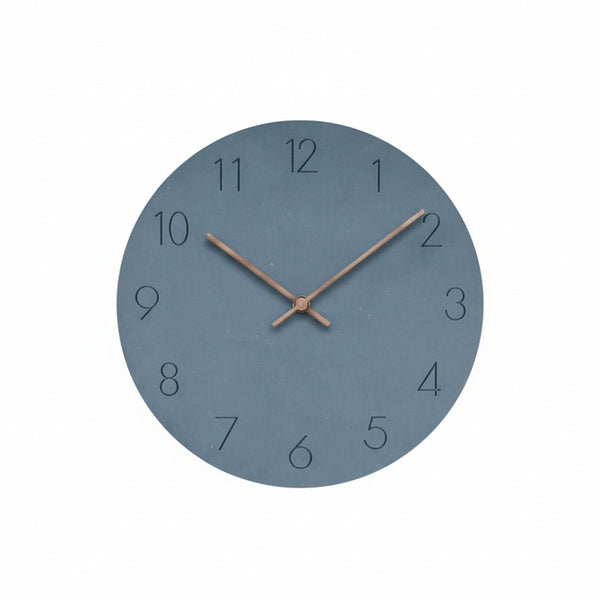 Round Minimalist Wall Clock with Silent Movement and Wooden Hands