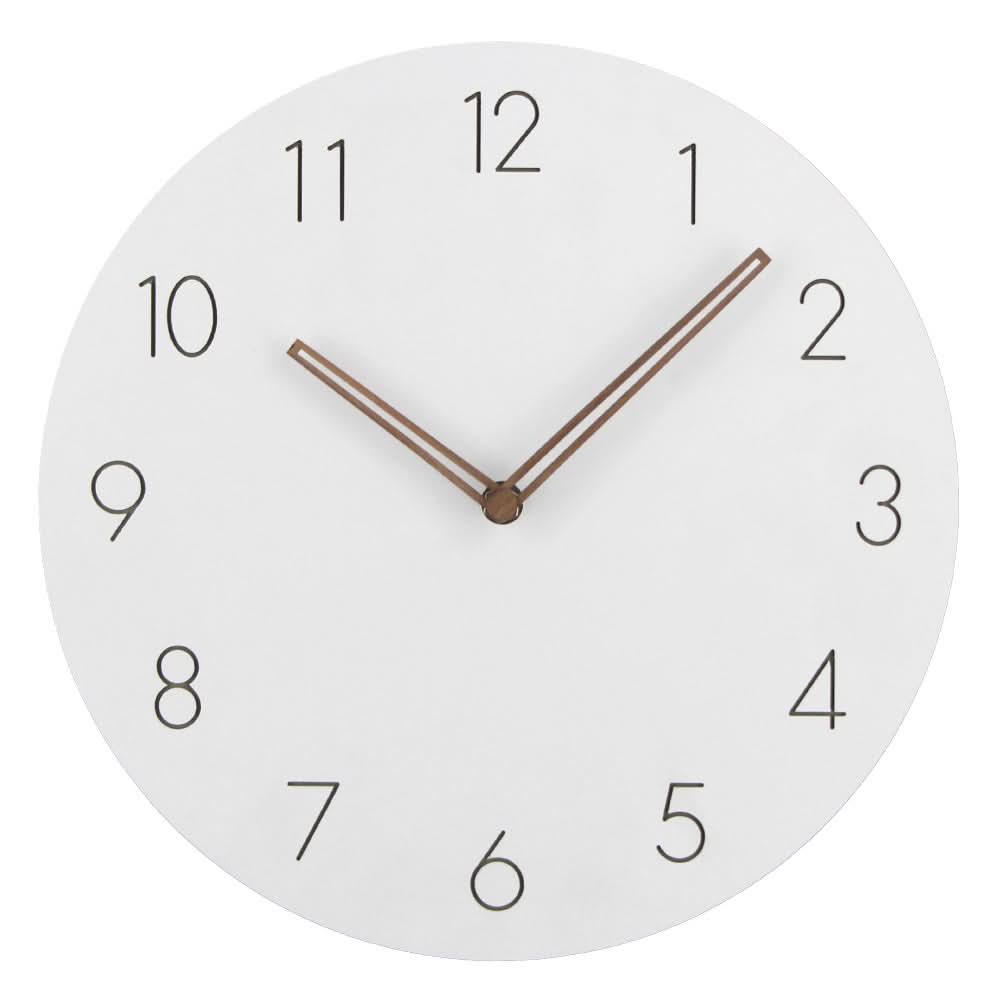 Round Minimalist Wall Clock with Silent Movement and Wooden Hands