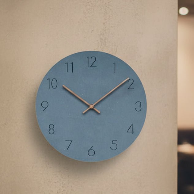 Round Minimalist Wall Clock with Silent Movement and Wooden Hands