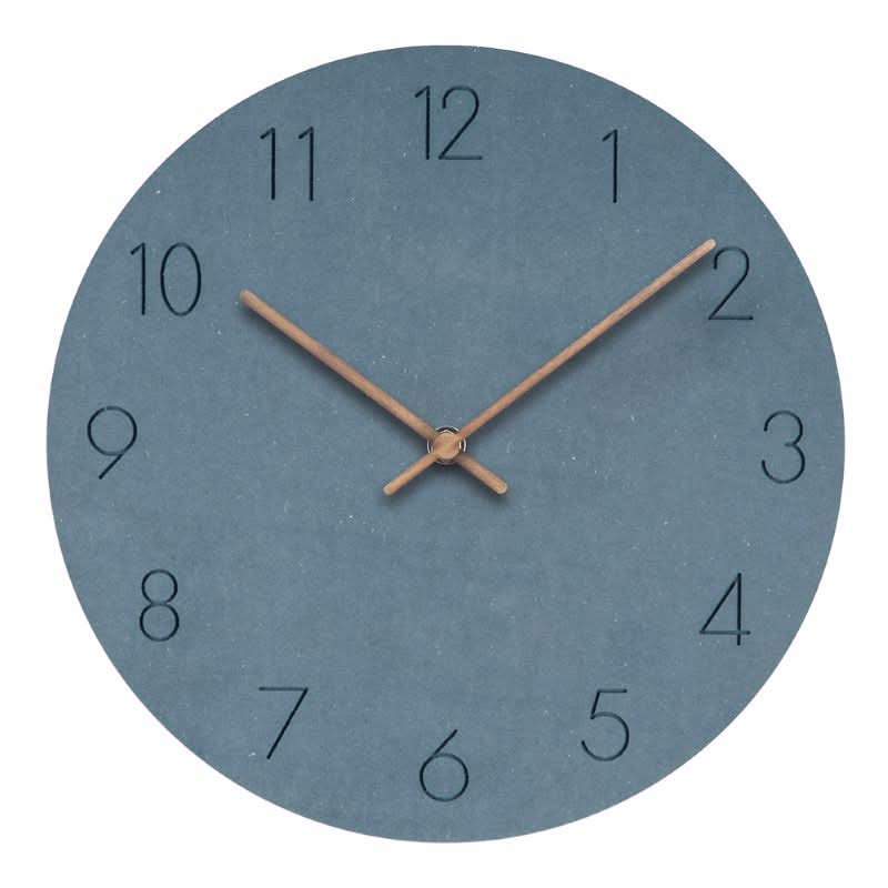 Round Minimalist Wall Clock with Silent Movement and Wooden Hands