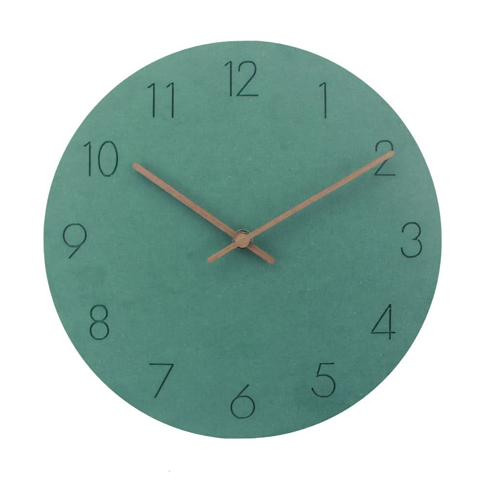 Round Minimalist Wall Clock with Silent Movement and Wooden Hands