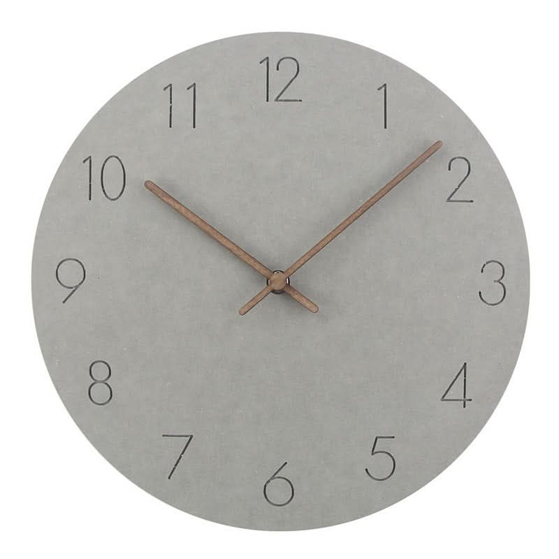 Round Minimalist Wall Clock with Silent Movement and Wooden Hands
