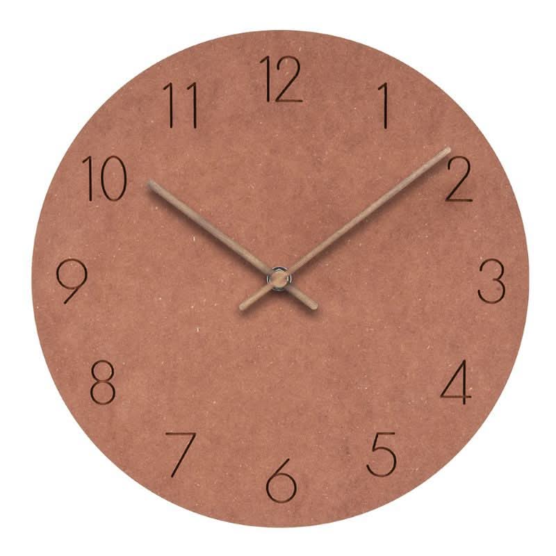 Round Minimalist Wall Clock with Silent Movement and Wooden Hands