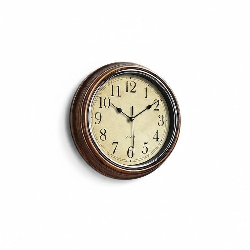 Round Vintage Wall Clock Silent Quartz Movement