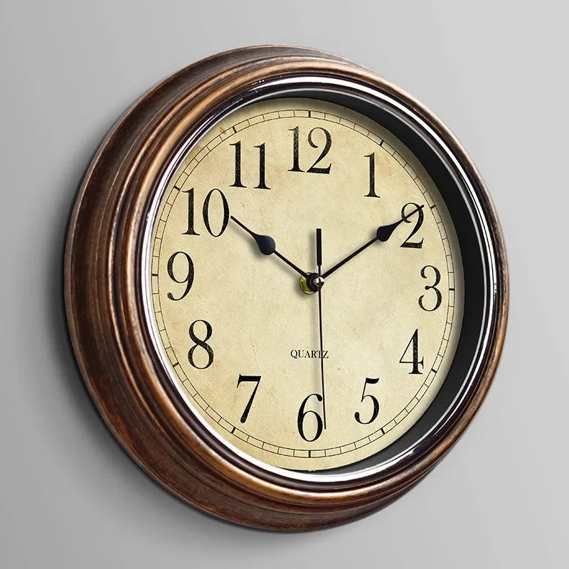Round Vintage Wall Clock Silent Quartz Movement