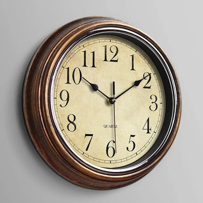Round Vintage Wall Clock Silent Quartz Movement