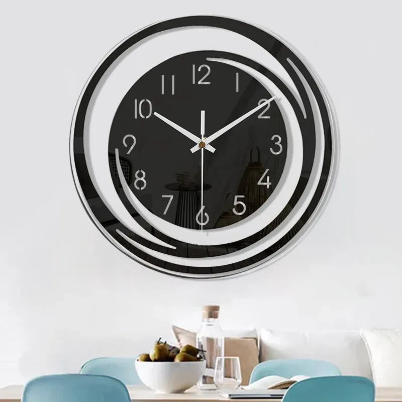 Round Wall Clock Modern Minimalist with Silent Quartz Movement