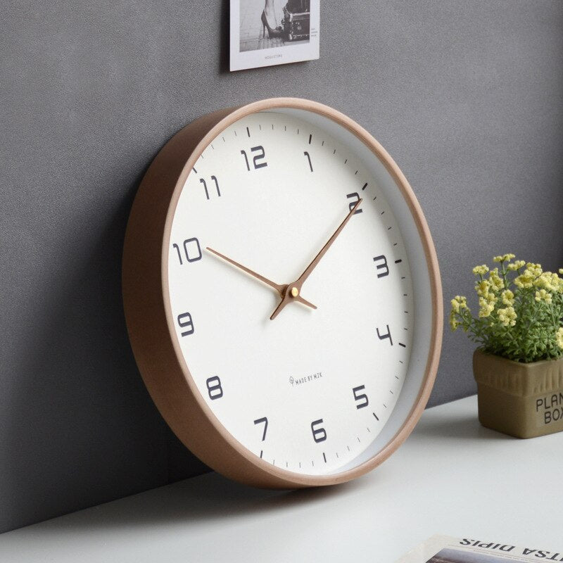 Round Wall Clock Scandinavian Minimalist Design with Quartz Movement