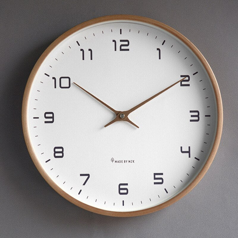 Round Wall Clock Scandinavian Minimalist Design with Quartz Movement