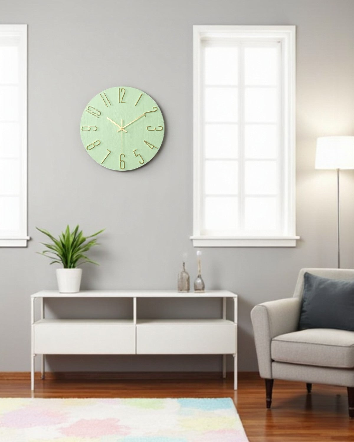 Round Wall Clock with 3D Raised Numbers Minimalist Design