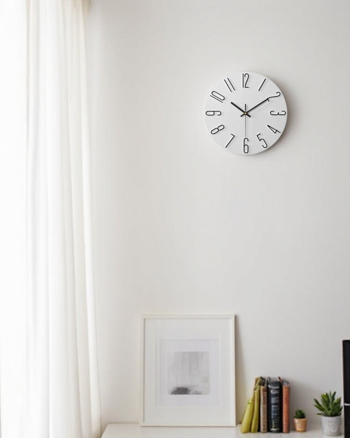 Round Wall Clock with 3D Raised Numbers Minimalist Design