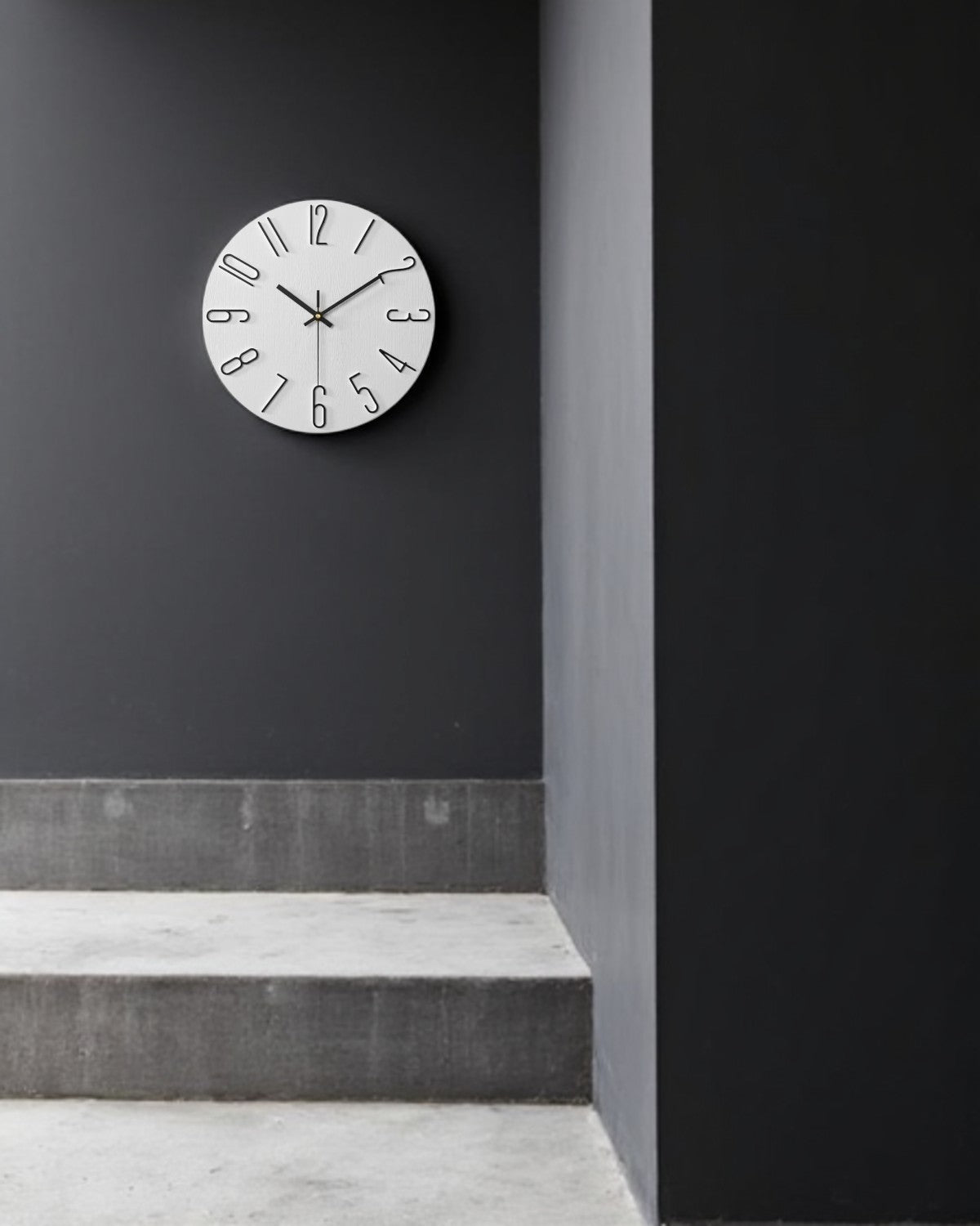 Round Wall Clock with 3D Raised Numbers Minimalist Design