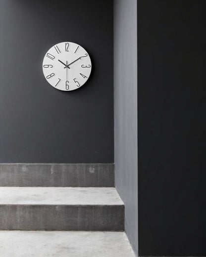 Round Wall Clock with 3D Raised Numbers Minimalist Design