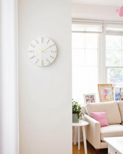 Round Wall Clock with 3D Raised Numbers Minimalist Design