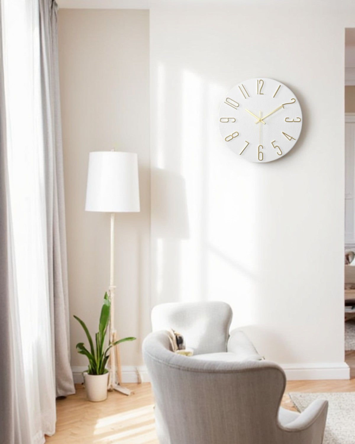 Round Wall Clock with 3D Raised Numbers Minimalist Design