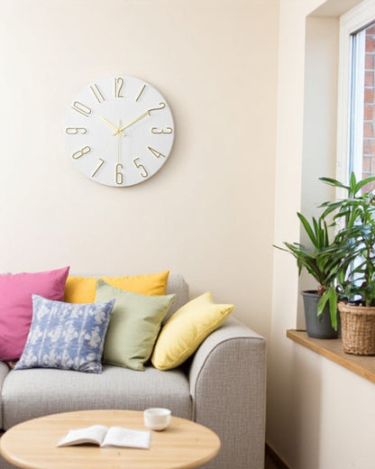 Round Wall Clock with 3D Raised Numbers Minimalist Design
