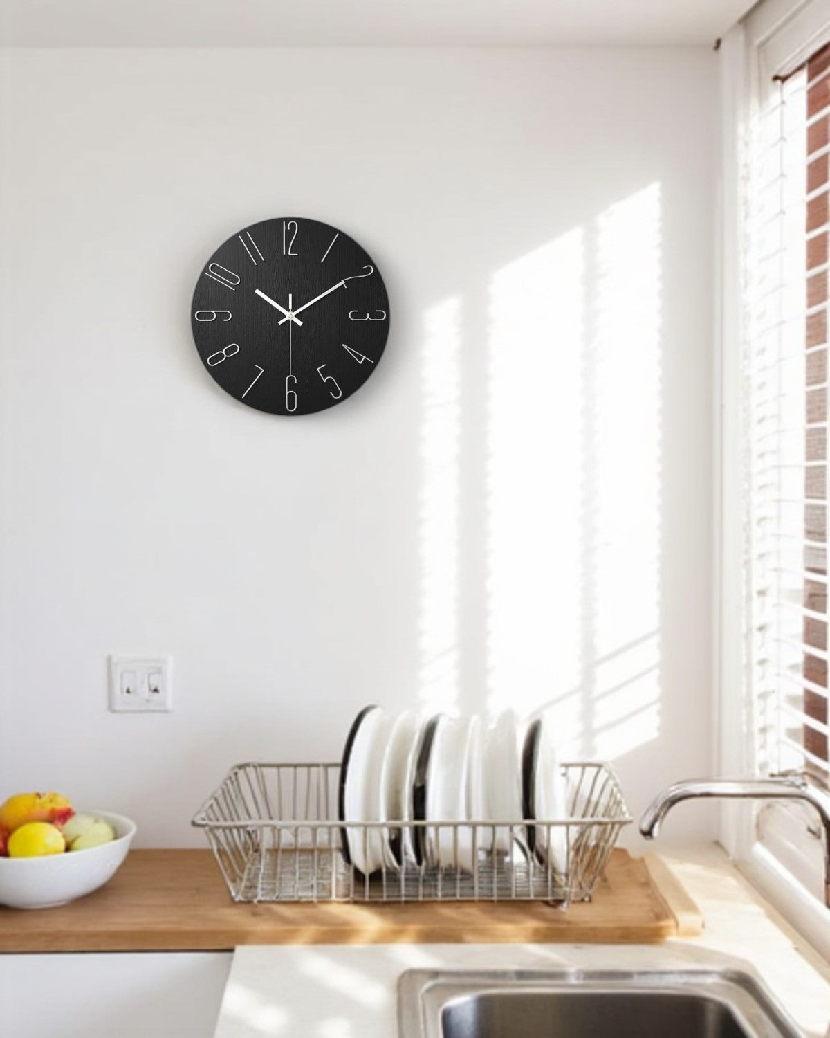 Round Wall Clock with 3D Raised Numbers Minimalist Design
