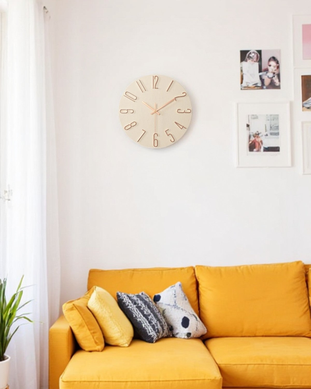 Round Wall Clock with 3D Raised Numbers Minimalist Design