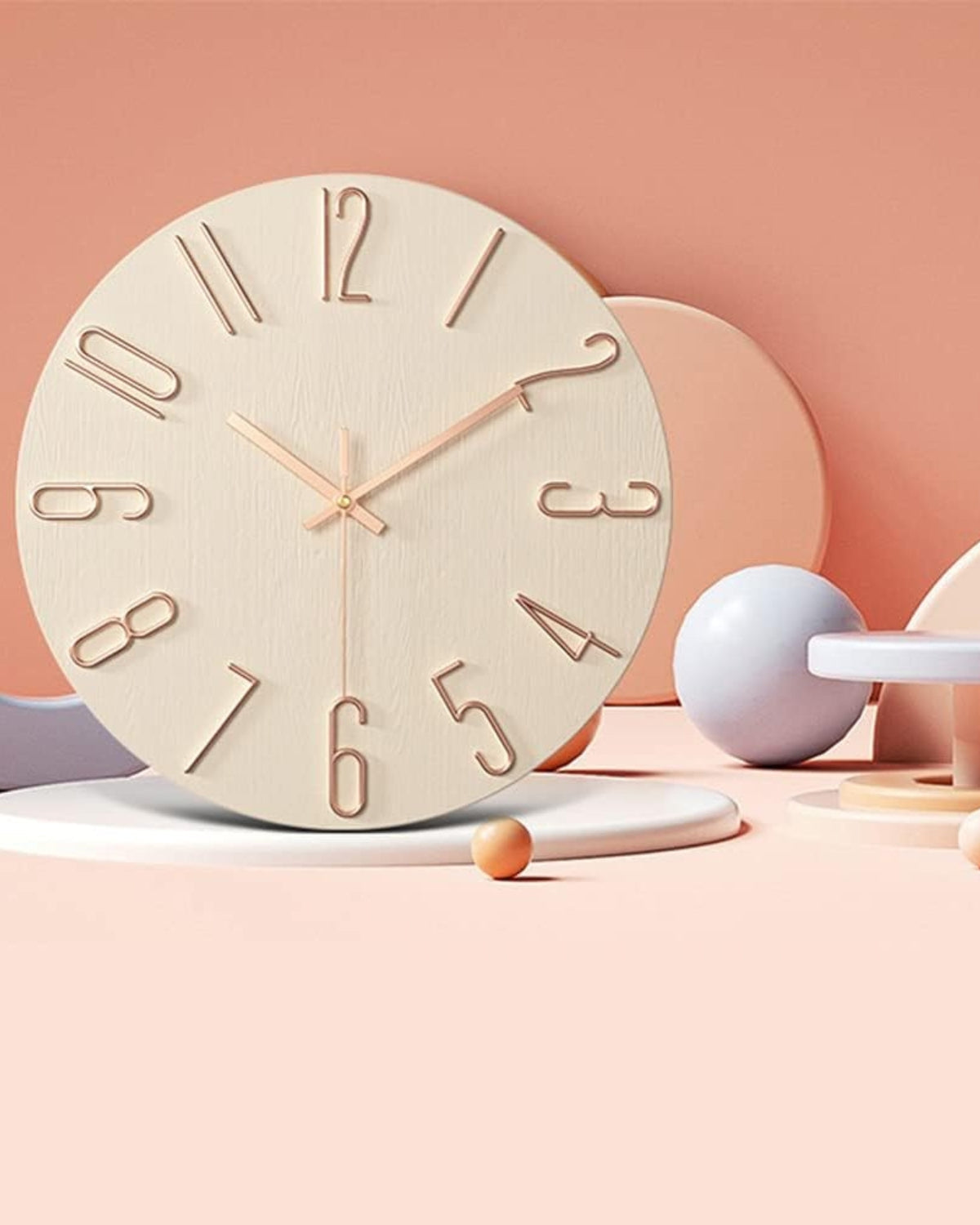 Round Wall Clock with 3D Raised Numbers Minimalist Design