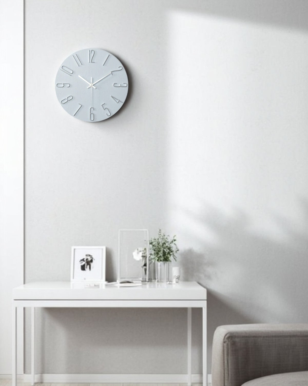Round Wall Clock with 3D Raised Numbers Minimalist Design