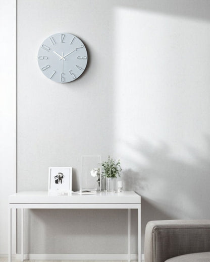 Round Wall Clock with 3D Raised Numbers Minimalist Design