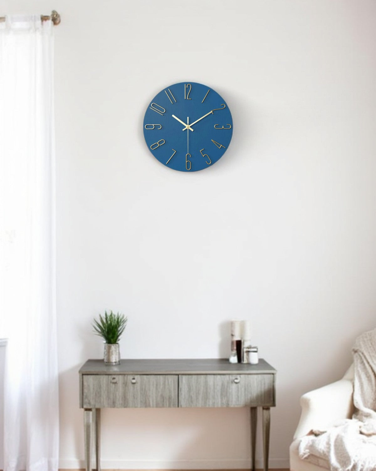 Round Wall Clock with 3D Raised Numbers Minimalist Design