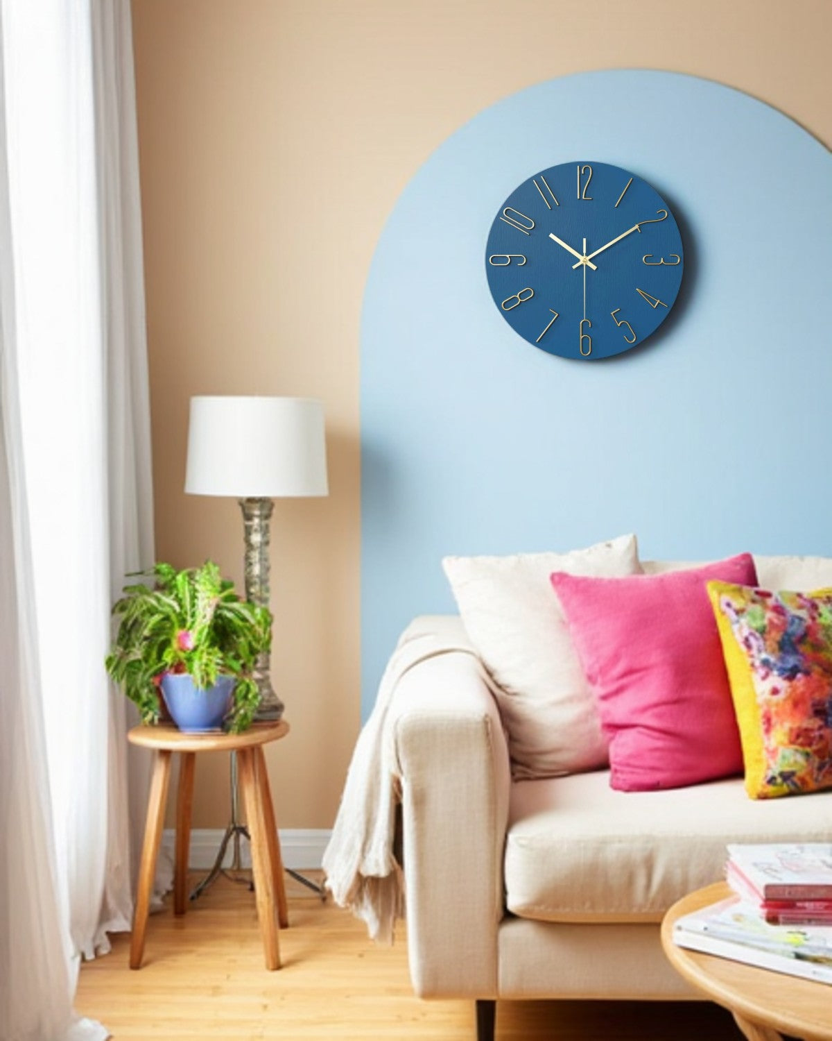 Round Wall Clock with 3D Raised Numbers Minimalist Design