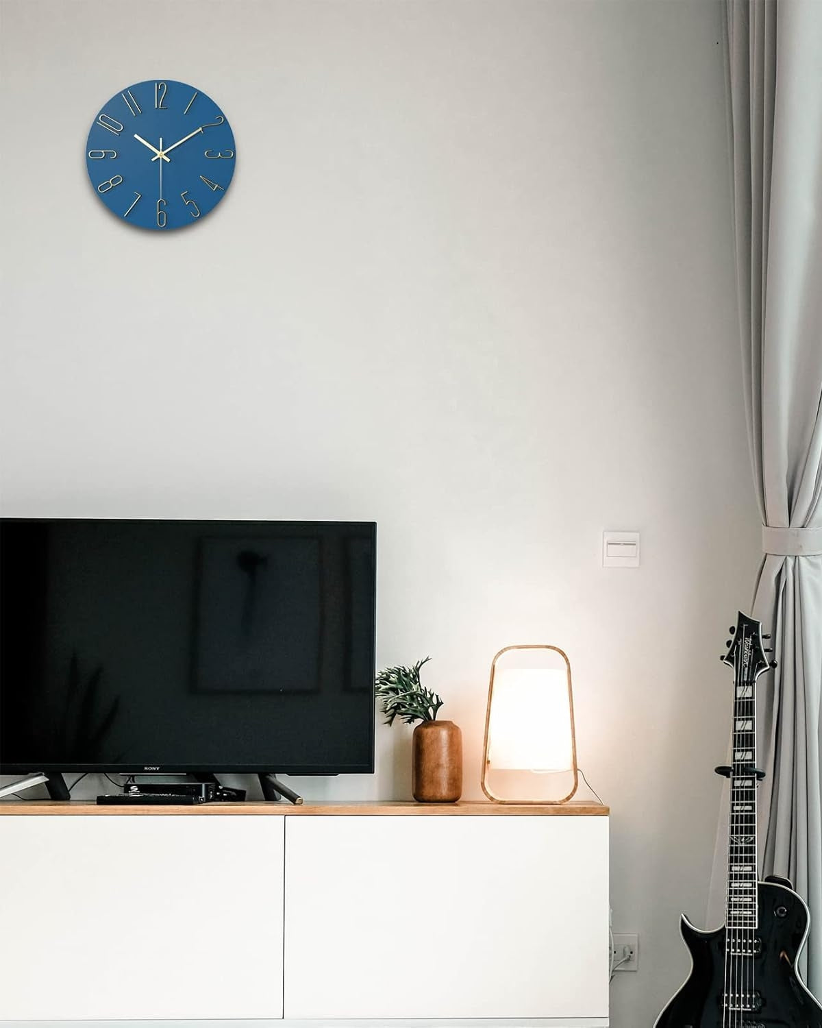 Round Wall Clock with 3D Raised Numbers Minimalist Design