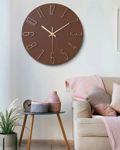 Round Wall Clock with 3D Raised Numbers Minimalist Design