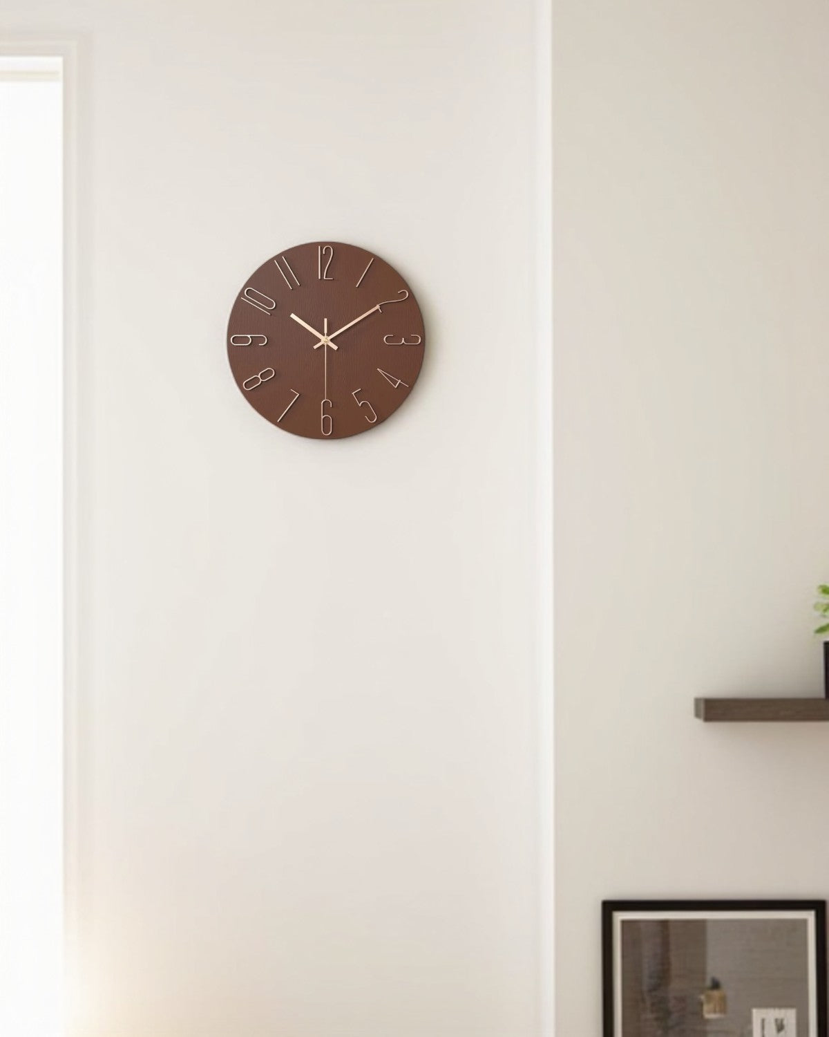 Round Wall Clock with 3D Raised Numbers Minimalist Design