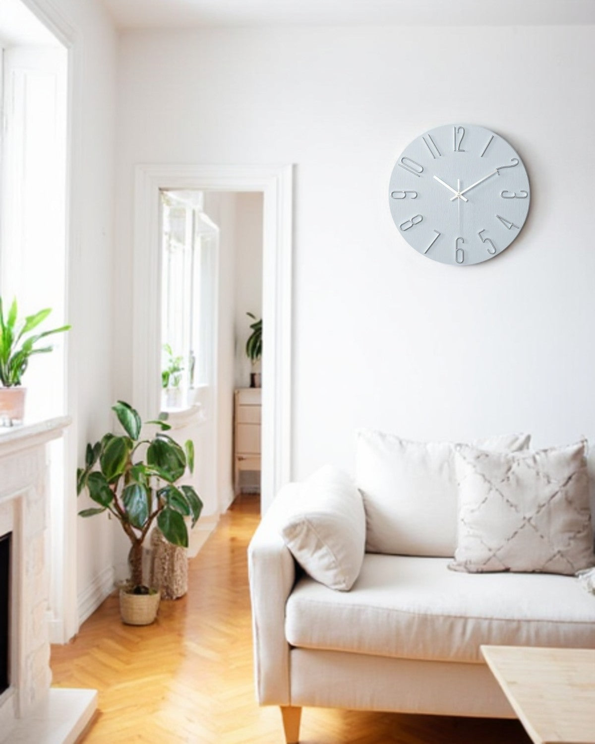 Round Wall Clock with 3D Raised Numbers Minimalist Design