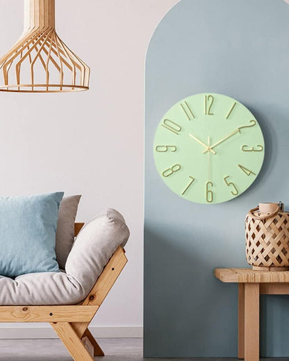 Round Wall Clock with 3D Raised Numbers Minimalist Design