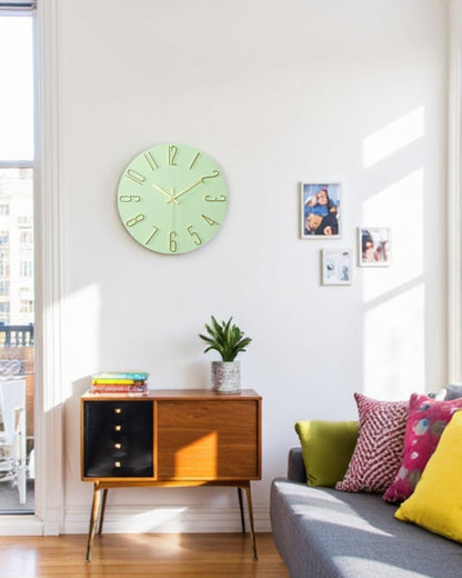 Round Wall Clock with 3D Raised Numbers Minimalist Design
