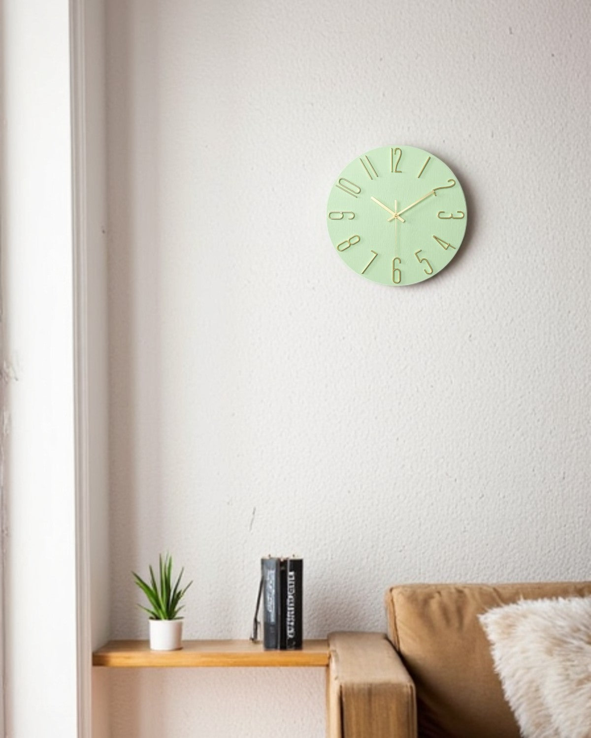 Round Wall Clock with 3D Raised Numbers Minimalist Design
