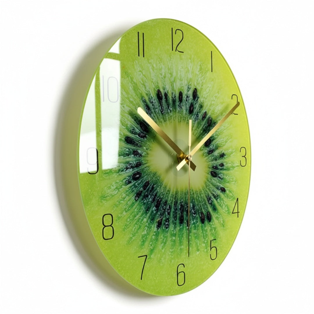 Round Wall Clock with Fruit and Galaxy Print Designs