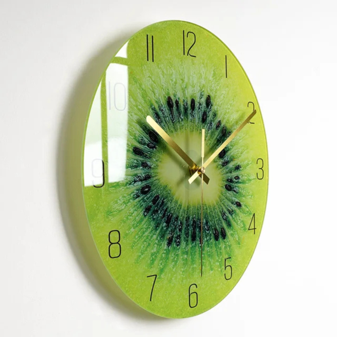 Round Wall Clock with Fruit and Galaxy Print Designs