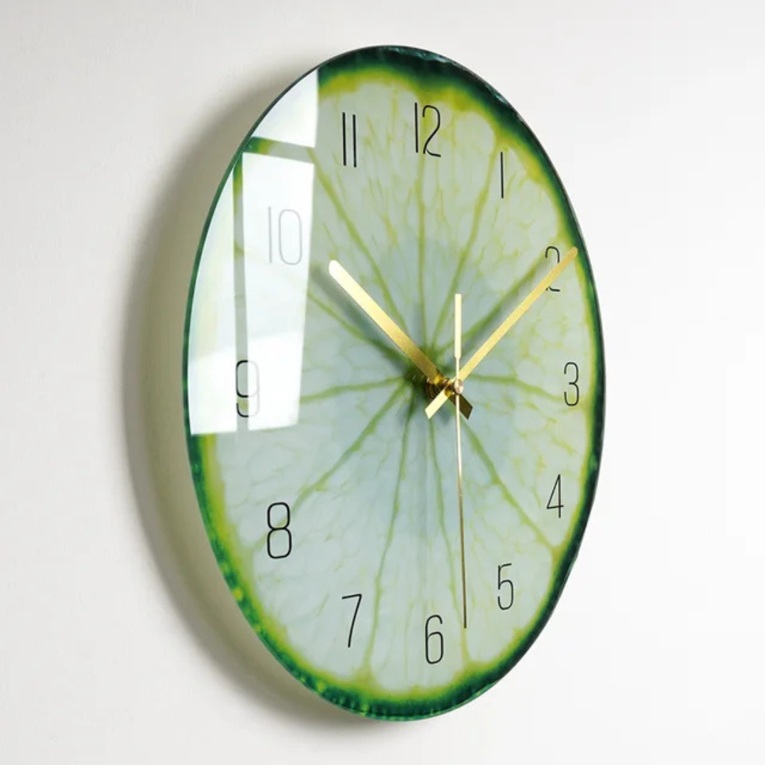Round Wall Clock with Fruit and Galaxy Print Designs