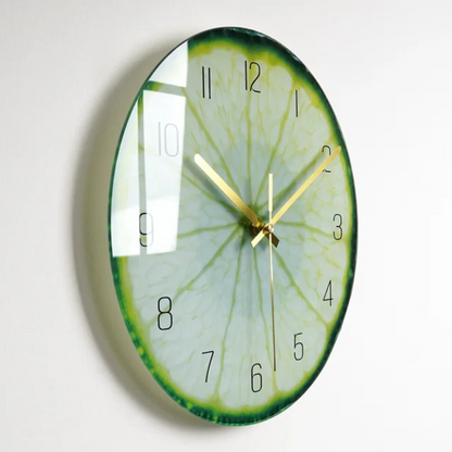 Round Wall Clock with Fruit and Galaxy Print Designs